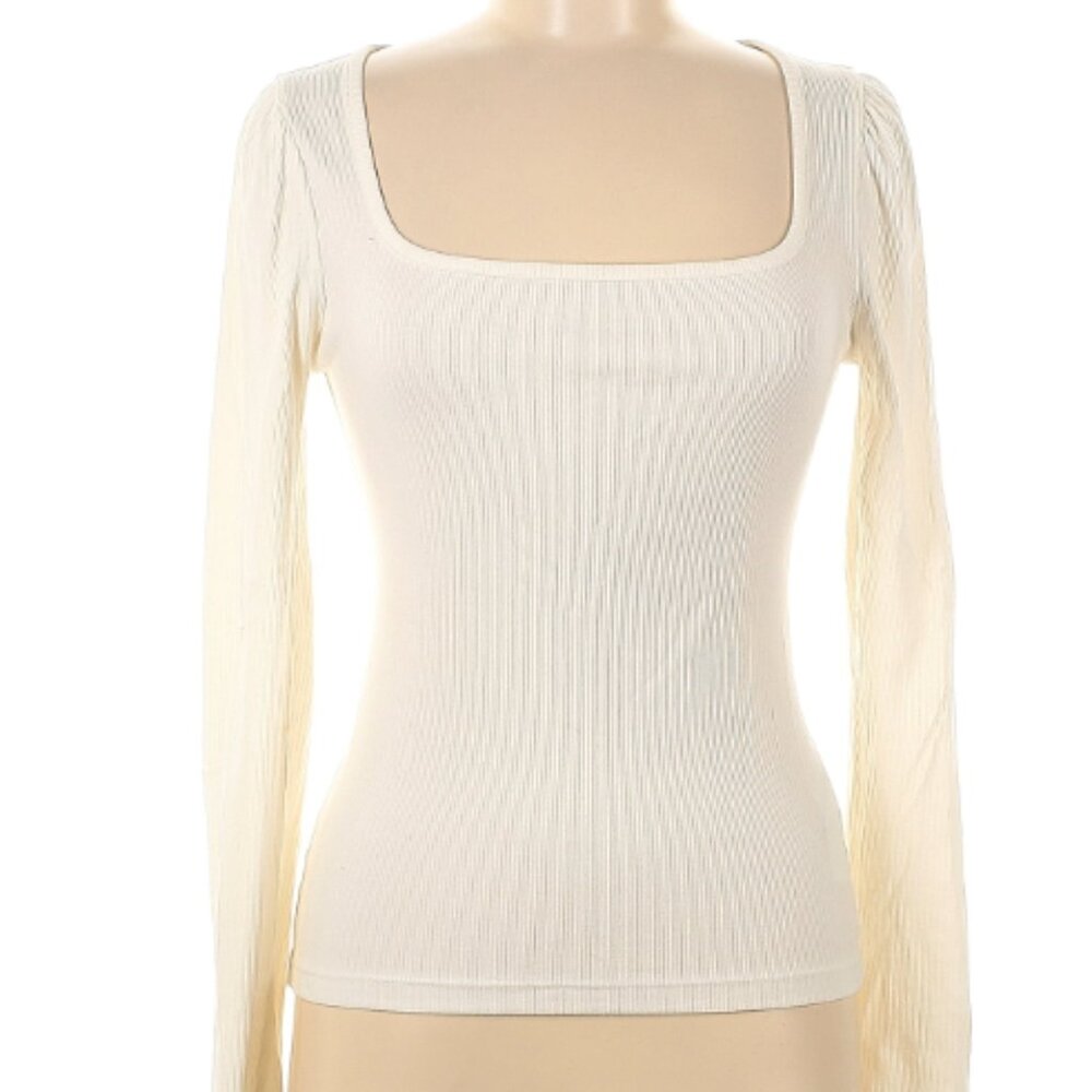 J. Crew White Long Sleeved Ribbed Shirt